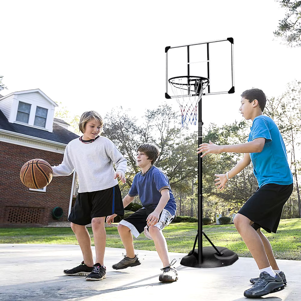 Portable Basketball Hoop System Stand Height Adjustable 7.5Ft - 9.2Ft 32 Inch Backboard Wheels for Youth Adults Indoor Outdoor