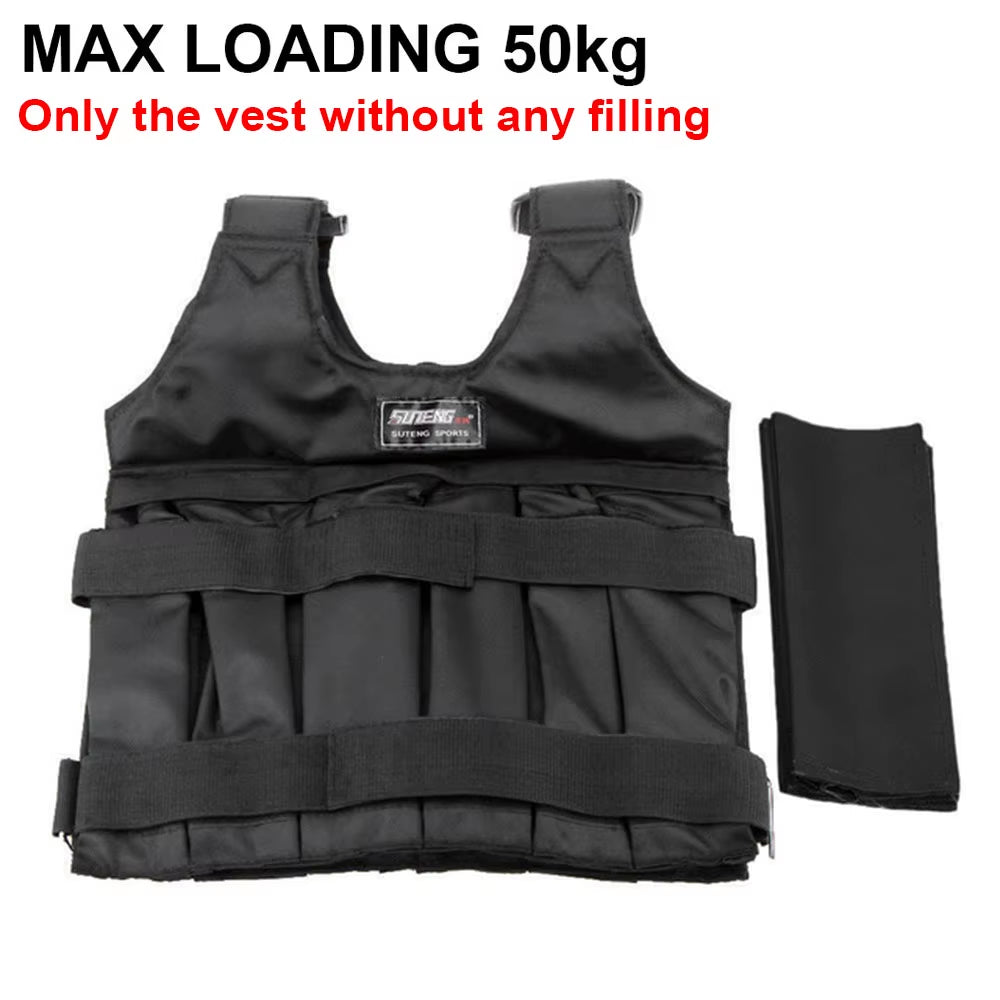 Run Loading Weighted Vest Adjustable Exercise Training Fitness Jacket Gym Workout Boxing Vest Weight Waistcoat MAX 50Kg