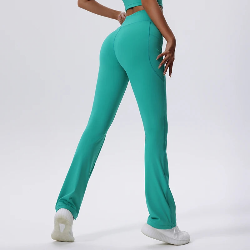 Women'S Yoga Pants Bell-Bottoms Seamless Push up Dance High Waist Tights Sport Pants Gym Running Breathable Fitness Leggings