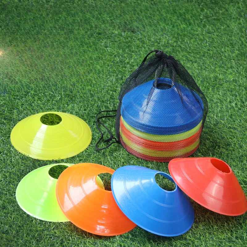 10Pcs Soccer Training Football Ball Game Disc Agility Disc Cone Set Multi Sport Training Space Cones with Plastic Stand Holder
