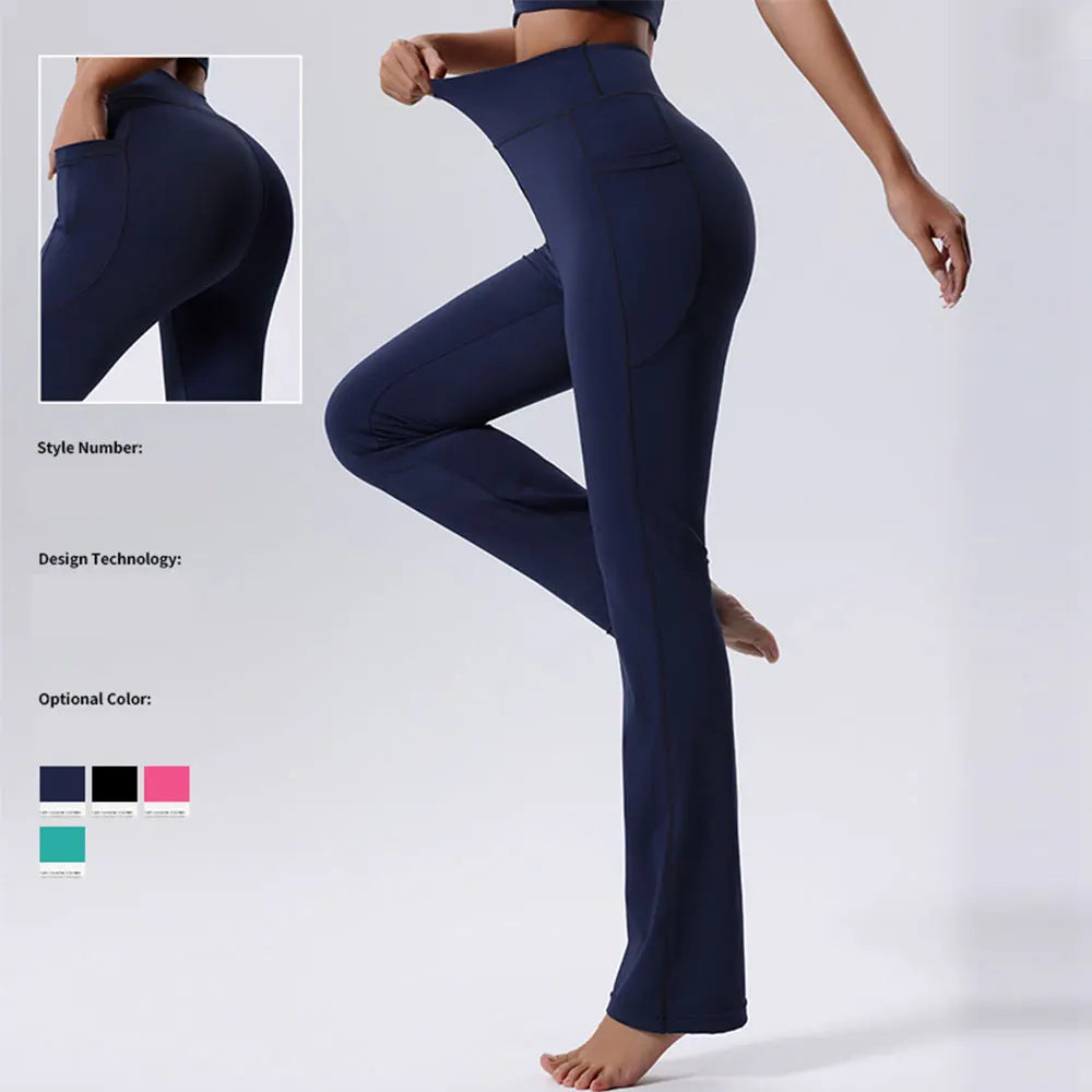 Women'S Yoga Pants Bell-Bottoms Seamless Push up Dance High Waist Tights Sport Pants Gym Running Breathable Fitness Leggings