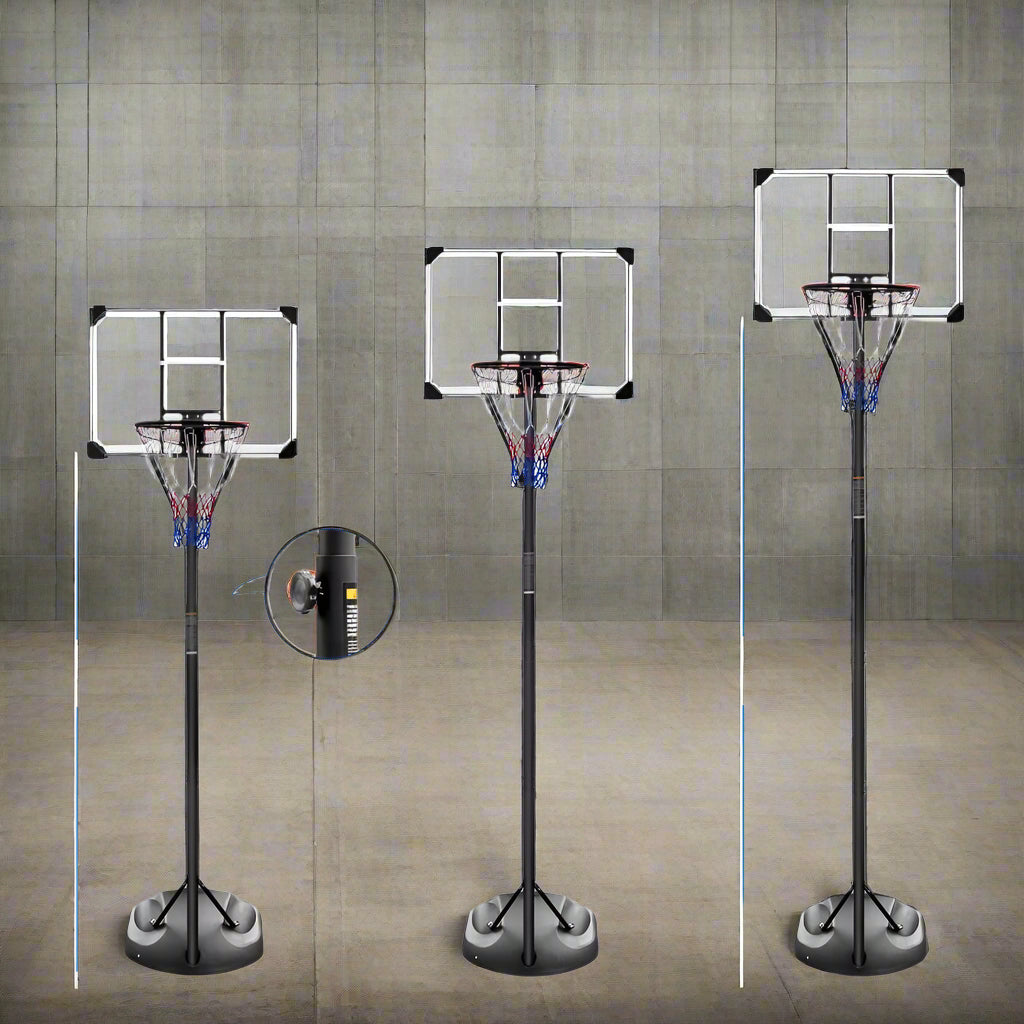 Portable Basketball Hoop System Stand Height Adjustable 7.5Ft - 9.2Ft 32 Inch Backboard Wheels for Youth Adults Indoor Outdoor