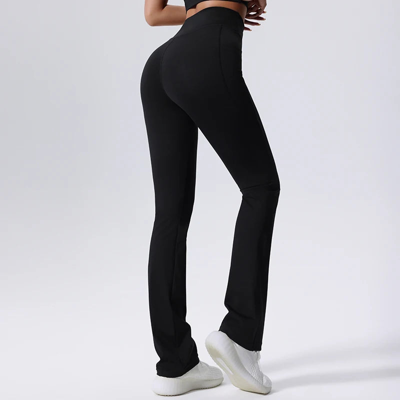 Women'S Yoga Pants Bell-Bottoms Seamless Push up Dance High Waist Tights Sport Pants Gym Running Breathable Fitness Leggings