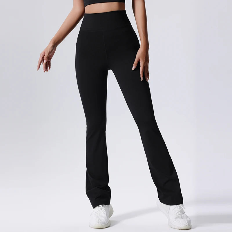Women'S Yoga Pants Bell-Bottoms Seamless Push up Dance High Waist Tights Sport Pants Gym Running Breathable Fitness Leggings