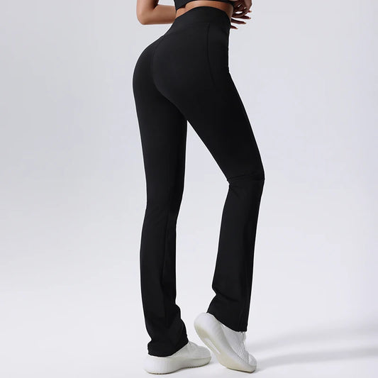 Women'S Yoga Pants Bell-Bottoms Seamless Push up Dance High Waist Tights Sport Pants Gym Running Breathable Fitness Leggings